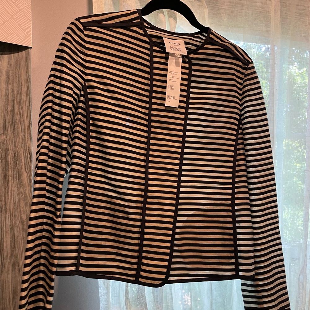 Flattering Striped Silk Blazer 38 (8) Akris Bergdorf